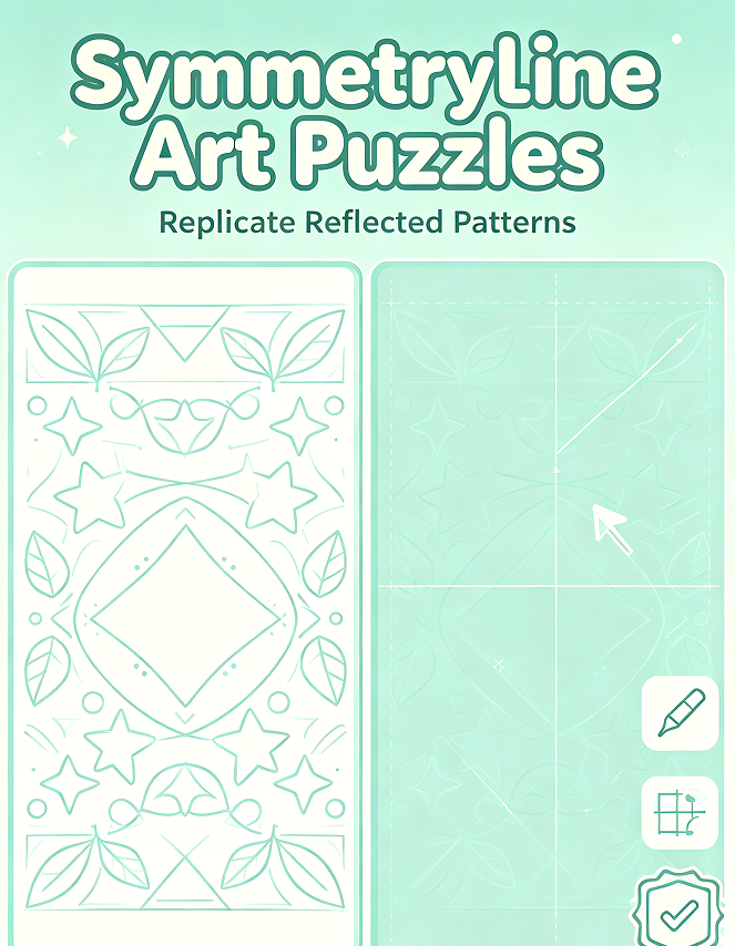2.1 SymmetryLine Art Puzzles – Replicate Reflected Patterns - Image 1